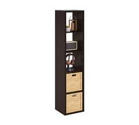 Furinno Cubicle Organisateur de Rangement Cube Vertical décoratif à Dos Ouvert, 5 Cubes, Chêne Foncé