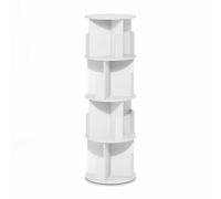Furinno Daly Bibliothèque Rotative à 4 Niveaux sur Pied à 360°, Étagère, Meuble de Rangement, Blanc