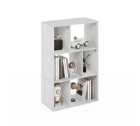 Furinno DALY Étagère, Bibliothèque À 6 Cubes, Étagère De Rangement Cubique avec Compartiments Irréguliers, 11,7 X 23,6 X 36,8 Cm, pour Salon, Chambre, Bureau, Blanc