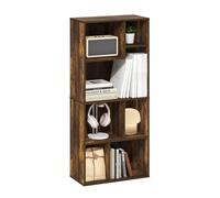 Furinno DALY Étagère, Bibliothèque À 7 Cubes, Étagère De Rangement Cubique avec Compartiments Irréguliers, 24 X 48 X 107 Cm, pour Salon, Chambre, Bureau, Pin Ambré