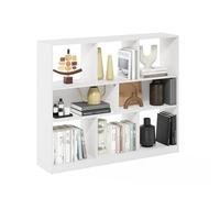 Furinno Daly Bibliothèque Horizontale 8 Cases, 3 Niveaux, Étagère, Organiseur De Rangement, Largeur 47, Blanc