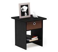 Furinno Dario Étagère de Rangement Chevet/Table de Nuit avec Tiroir-Poubelle, Brun, Bois, Americano/Marron Moyen, One Size