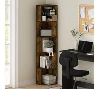 Furinno ECON Étagère d'angle à 5 Niveaux pour Livres - Étagère de Rangement sur Pied - Étagère Cube pour l'organisation et Le Rangement - pour Le Salon, Le Bureau à Domicile - Chêne ambré