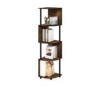 Furinno ECON, Étagère d'angle, Bibliothèque d'angle À 4 Niveaux, Rangement en Zigzag, Présentoir Étagère À Livres, Rangement, Salon/Bureau, Pin Ambré