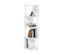 Furinno ECON, Étagère d'angle, Bibliothèque d'angle À 4 Niveaux, Rangement en Zigzag, Présentoir Étagère À Livres, Rangement, Salon/Bureau, Blanc