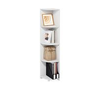 Furinno ECON, Étagère d'angle, Étagère d'angle À 4 Niveaux, Rangement, Présentoir Bibliothèque, Rangement, Salon/Bureau, Blanc
