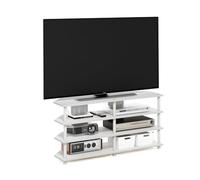 Furinno ECON Meuble TV d'angle À 4 Niveaux, Compatible avec Les Téléviseurs Jusqu'À 55 Pouces, Montage Facile, Idéal pour Le Salon Ou La Chambre, Blanc.