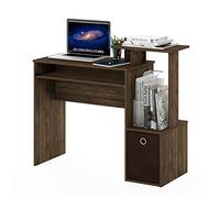 Furinno Econ Multipurpose Home Office Bureau d'Écriture Informatique W/Bin, Columbia Walnut/Dark Brown, One Size