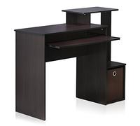 Furinno Econ Multipurpose Home Office Computer Bureau d'Écriture Informatique W/Bin, Dark Walnut, Bois, Noyer Foncé, One Size
