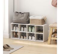 Furinno FANO Range-Chaussures, Organisateur de Chaussures à 8 Cases, Rangement de Chaussures empilable, 29,7 x 91,2 x 39,6 cm, pour Placard, entrée, Bureau, Garage, Blanc