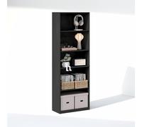 Furinno GEHRY Étagère DVD, Porte-CD 5 Niveaux, Étagère Multimédia avec Étagères Réglables, Meuble De Rangement DVD pour CD et Disques De Jeu Blu-Ray, Montage Facile, Blackwood