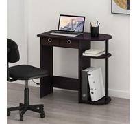 Furinno Go Green Bureau d'ordinateur rectangulaire de 81,3 cm avec 2 étagères latérales et bacs de rangement, bureau de jeu rectangulaire pour bureau à domicile, chambre à coucher, salle d'étude, moka
