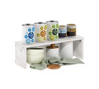 Furinno Helena Bibliothèque de Bureau empilable et comptoir de Cuisin, Marbre Blanc