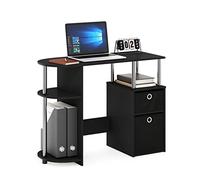 Furinno Jaya Bureau d'Étude Simpliste avec Tiroirs pour Bacs, Americano/Acier Inoxydable/Noir