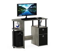 Furinno Jaya Bureau d'Étude Simpliste avec Tiroirs pour Bacs, Chêne Français/Noir/Noir