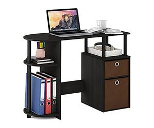 Furinno Jaya Bureau d'Étude Simpliste avec Tiroirs pour Bacs, Expresso/Noir/Brun
