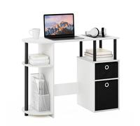Furinno Jaya Bureau d'étude d'ordinateur simpliste avec tiroirs poubelles, Blanc/Noir/Noir