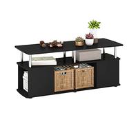 Furinno Jaya Coffee Table, Coffee Table with Storage Shelf, Center Table with Bottom Shelf, for Living Room, Dark Americano