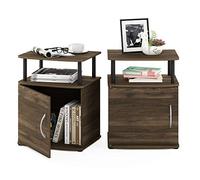 Furinno Jaya Design Utilitaire, d'appoint, Table de Chevet, Bois, Noyer Columbia/Noir, Paquet de 2