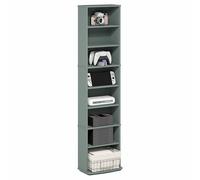 Furinno Jaya DVD Shelf, CD Rack, 8-Tier Media Shelf with Adjustable Shelves, Tall Narrow DVD Storage Cabinets for CD Blueray for Living Room, Home Office, Sage Green