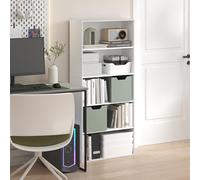 Furinno Jaya Étagère à Livres, Bibliothèque à 5 Niveaux, Bibliothèque Haute de 52 Pouces avec étagère réglable, 24.1(P) x 59.9(L) x 133.6(H) cm, pour Bureau à Domicile, Chambre, Salon, Blanc