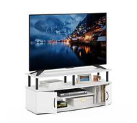 Furinno Jaya Grand Centre de Divertissement, Bois d'ingénierie, Blanc/Noir, 119,9 (L) x 49,8 (H) x 40,1 (P) CM