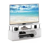 Furinno Jaya Grand Centre de Divertissement, Bois d'ingénierie, Chêne Blanc/Acier Inoxydable, 119,9 (L) x 49,8 (H) x 40,1 (P) CM