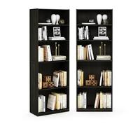 Furinno Jaya - Lot de 2 étagères à Livres à 5 Niveaux, avec étagère réglable, 9,5 x 24,5 x 71 cm, pour Maison, Bureau, Salon, Expresso