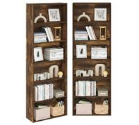Furinno Jaya - Lot de 2 étagères à Livres à 6 Niveaux, 24,1 (P) x 62,51 (l) x 180,49 (H) cm, pour Bureau à Domicile, Salon, pin ambré