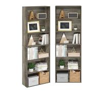 Furinno Jaya Lot de 2 étagères à Livres à 6 Niveaux, 9,5 x 24,6 x 71 cm, pour Bureau à Domicile, Salon, chêne français