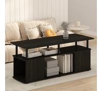 Furinno Jaya Table Basse, Table Basse rectangulaire Moderne avec étagère Ouverte, Table d'appoint avec Rangement latéral, pour Salon, Chambre, Bureau, Noire