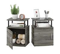 Furinno Jaya Table d'appoint Design Utilitaire, Bois d'ingénierie, Chêne Français/Noir, Paquet de 2