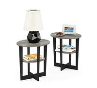 Furinno Jaya Table d'appoint Ovale, Bois d'ingénierie, Chêne Français/Noir, Paquet de 2