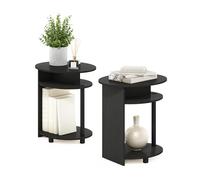 Furinno Jaya Table de Bout Ovale design Simple Noyer, ensemble de 2, Bois dense, Marron, One Size