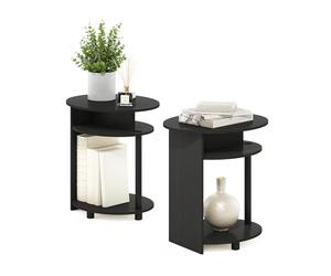 Furinno Jaya Table de Bout Ovale design Simple Noyer, ensemble de 2, Bois dense, Marron, One Size