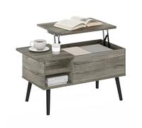 Furinno Jensen Lift Top Coffee Table with Storage Shelf, Side Shelf, Hidden Compartment, for Living Room, Grey Oak