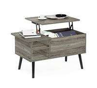 Furinno Jensen Table Basse Relevable avec Pieds en Bois, Chêne Français Gris