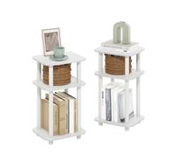 Furinno Just Ensemble De 2 Tables D'Appoint, Table De Chevet À 3 Niveaux avec Système Turn-N-Tube, Idéale pour Le Salon Ou La Chambre, Couleur Blanche