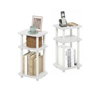 Furinno Just Ensemble De 2 Tables D'Appoint, Table De Chevet À 3 Niveaux avec Système Turn-N-Tube, Idéale pour Le Salon Ou La Chambre, Couleur Blanche