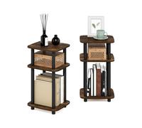 Furinno Just Ensemble De 2 Tables D'Appoint, Table De Chevet À 3 Niveaux avec Système Turn-N-Tube, Idéale pour Le Salon Ou La Chambre, Couleur Pin Ambré