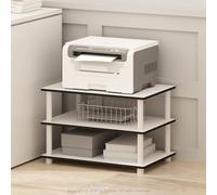 Furinno Just Support d'imprimante avec Rangement, Support à 3 Niveaux sous Bureau, Table pour imprimante, unité Centrale et Fournitures, Bureau à Domicile, Blanc