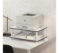 Furinno Just Support D'Imprimante avec Rangement, Table À 2 Niveaux À Glisser sous Le Poste De Travail, pour Unité Centrale Et Fournitures, Bureau À Domicile, Blanc