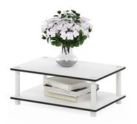 Furinno Just Table Basse, Table Basse Moderne à 2 Niveaux avec étagère Ouverte, Table d'appoint sans Outils, pour Salon, Chambre, Bureau à Domicile, Blanc uni