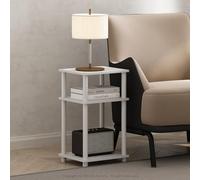 Furinno Just Table D'Appoint, Table De Chevet À 3 Niveaux, Étagères Ouvertes, Montage sans Outil, pour Salon Ou Chambre, Blanche