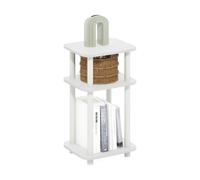 Furinno Just Table d'appoint Turn-N-Tube à 3 Niveaux avec étagère Ouverte, Table de Nuit à Coins arrondis, Table de Chevet, Assemblage Facile, pour Salon, Chambre, Blanc