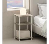 Furinno Just Table de Chevet Ouverte Turn-N-Tube à 3 Niveaux, Bois d'ingénierie et Plastique, Chêne Sonoma/Blanc, 1-Pack, Plastic Poles