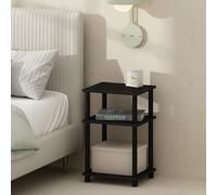 Furinno Just Table de Nuit à 3 Niveaux Turn-N-Tube avec Rangement Ouvert, Lot de 2, Americano/Noir