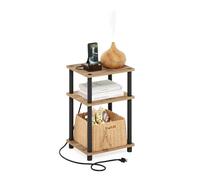 Furinno Just Turn-N-Tube Table d'extrémité de Port de Charge USB et de Type C à 3 Niveaux avec Rangement Ouvert, 29 x 22 x 17 cm (l x H x P) Chêne/Noir