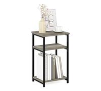 Furinno Juste Table D'appoint avec Cadre en Métal et Étagère de Rangement, Chêne Français