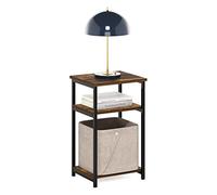 Furinno Juste Table D'appoint avec Cadre en Métal et Étagère de Rangement, Pin Ambré